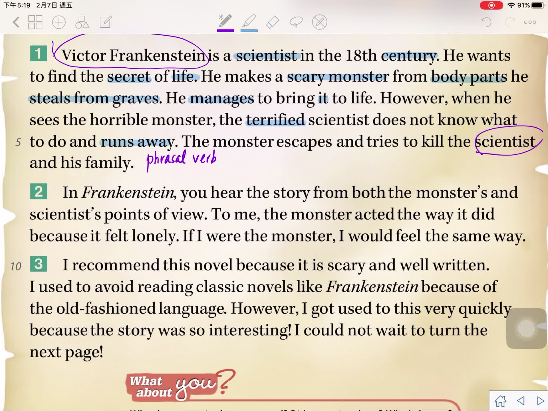 LT_S2_NTP U7 p.68 Text 1 A review of Mary Shelley's Frankenstein