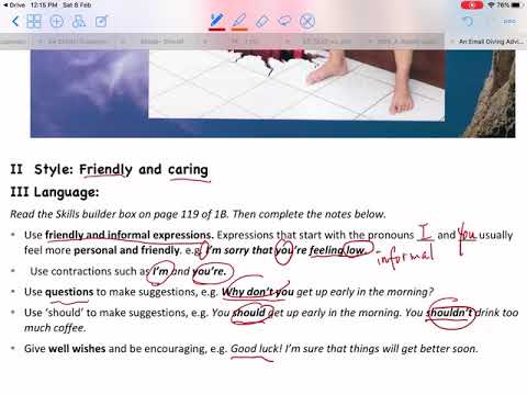 An email giving advice