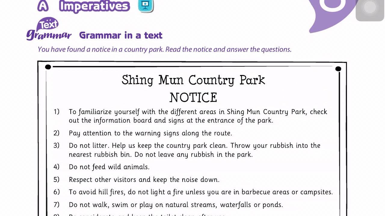 Grammar Book1 Unit 8A Imperatives