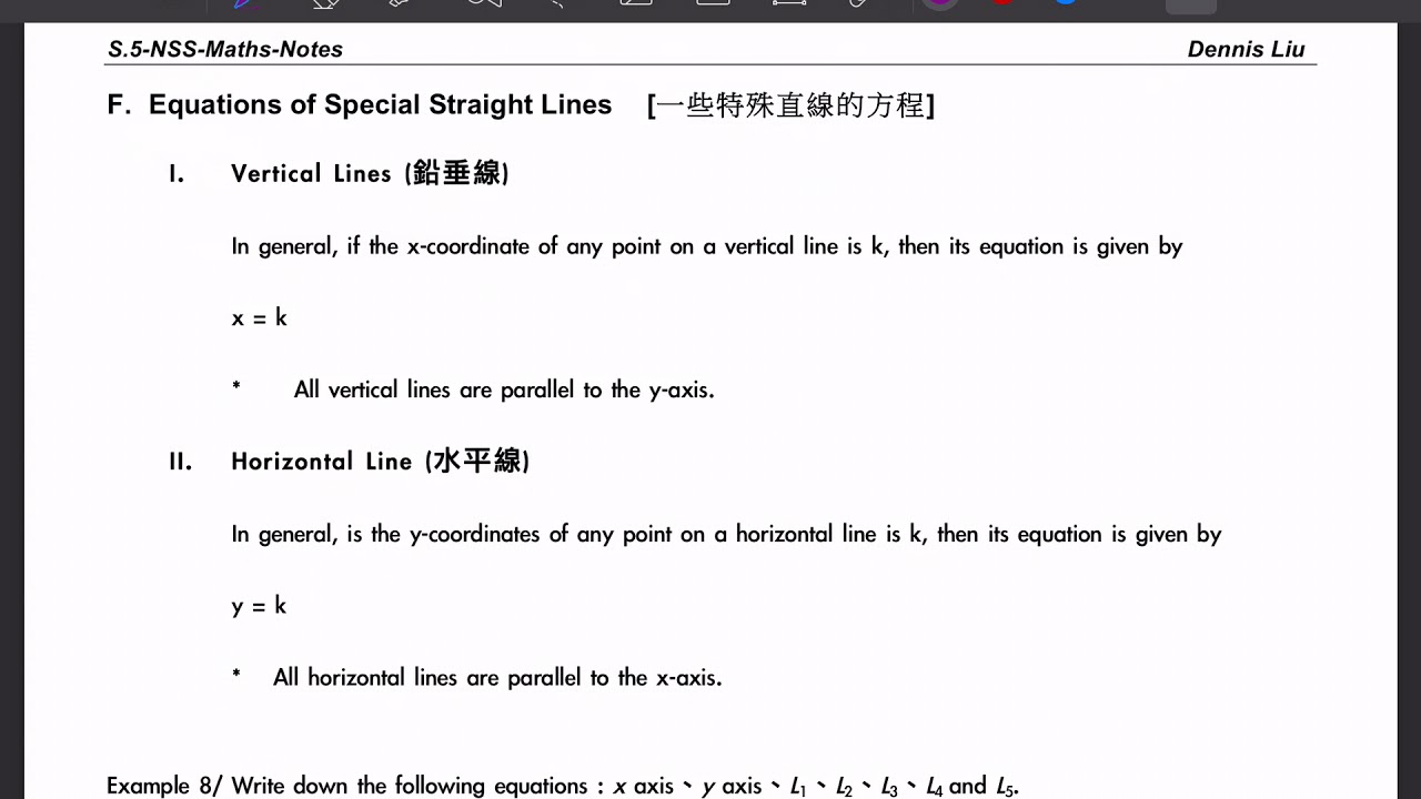 S5-Ch15.2 Equations of Special straight lines (p4)