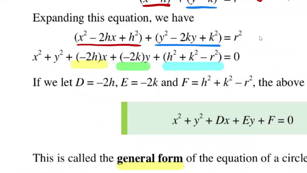 15.4B.1 General Form of Equation of Circle (Intro and Conversion)