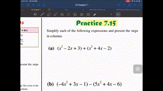 S1 Ch7.3 堂課(6) Addition and subtraction of polynomials V5