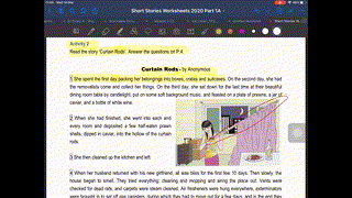 Short Stories Worksheets P.3 Curtain Rods Paragraphs 1-3