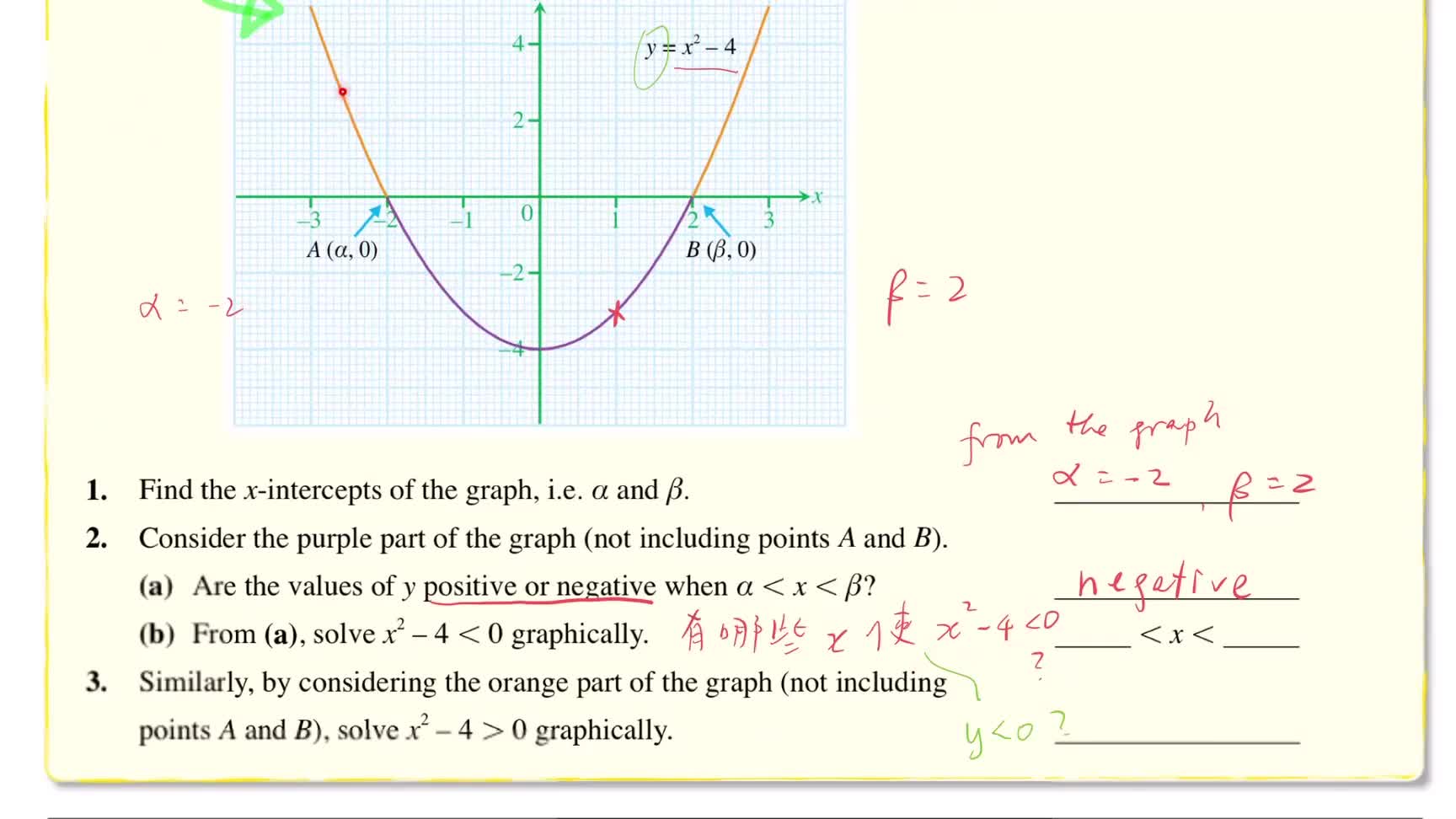 16.2 Solving Quadratic Inequalities in One Unknown by the Algebraic Method