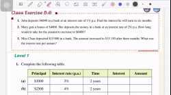 S1 Ch8.6 Simple interest 單利息 Hints for Class exercise 8.6 and Ex.8.6 Q1