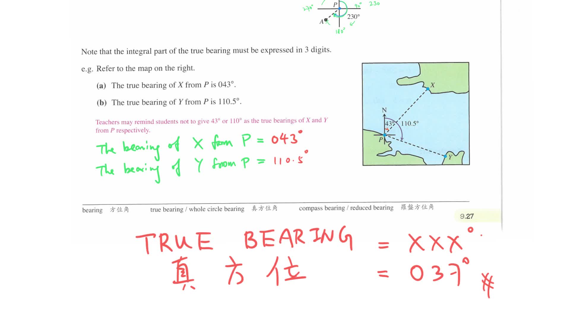 S.3 Maths Ch.9.3 Bearings （part I ) + HW(A12)