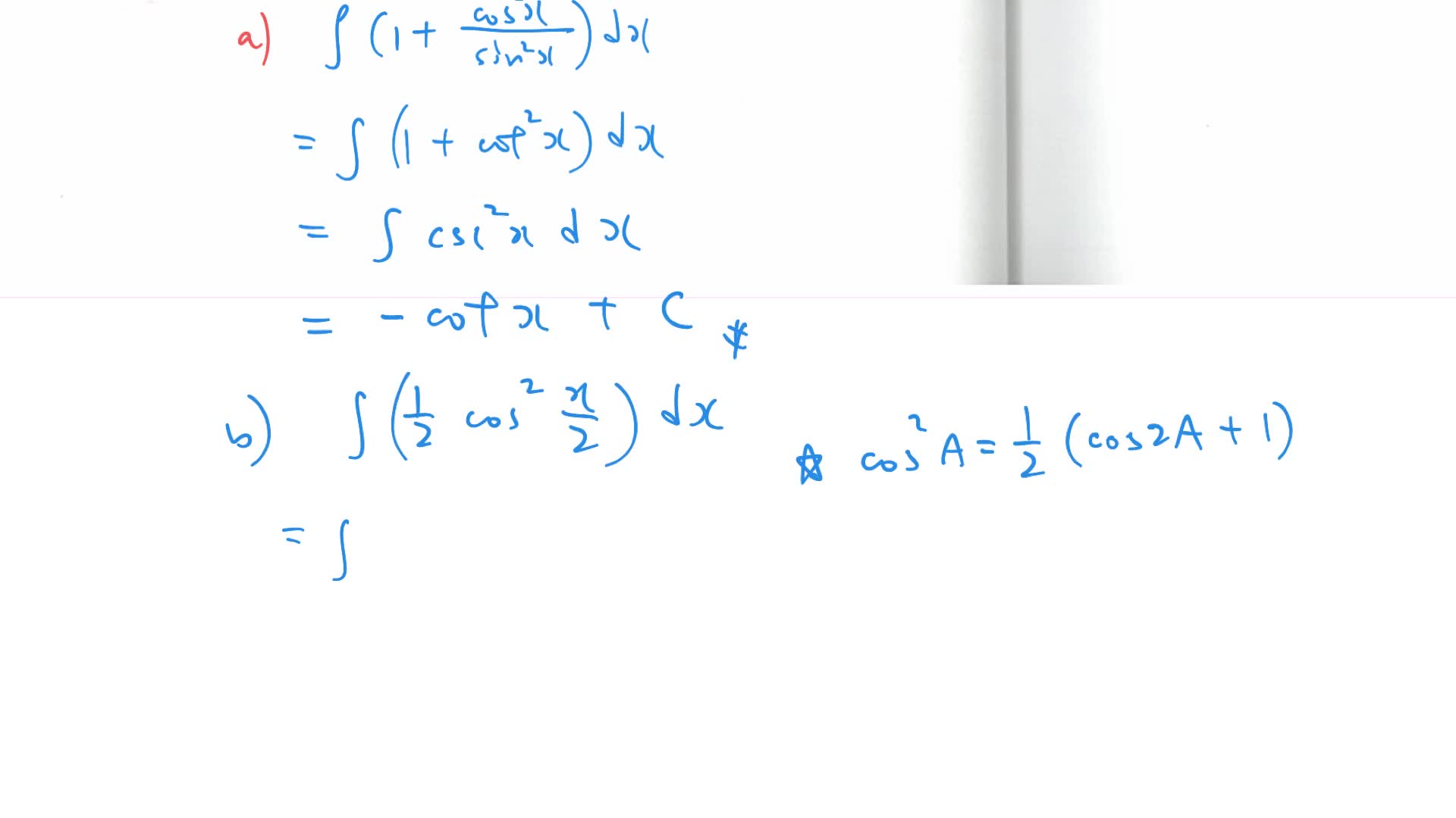 S.5 M2 Ch.12.1 Integration formula for trigonometric functions + HW(B7)