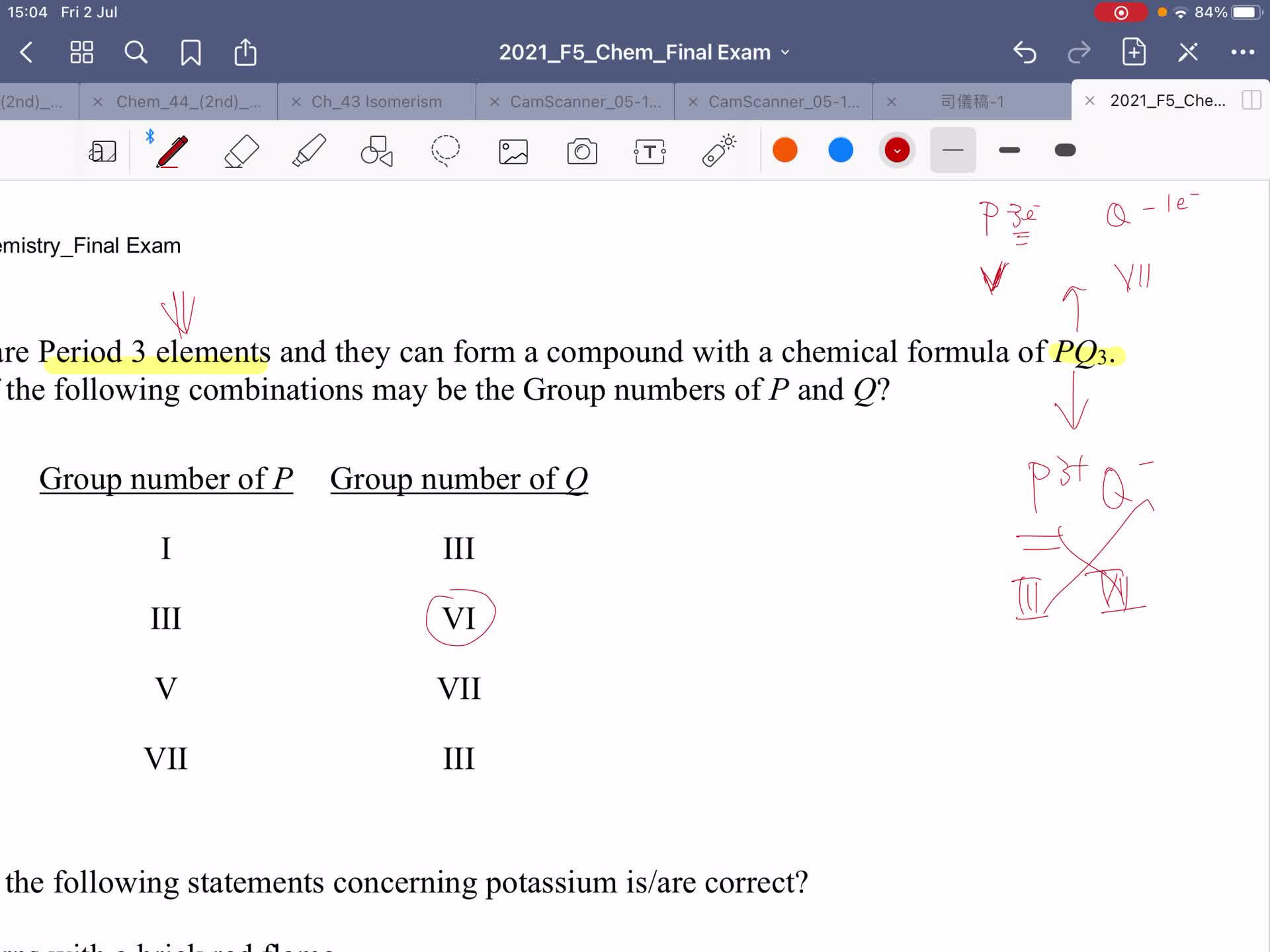 2021 Chem Final Exam - Explanation of Section A ( MC) Part 1